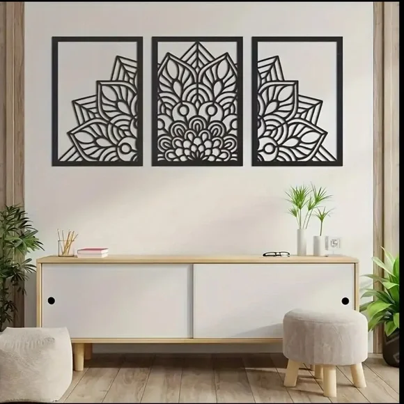 Black Geometric Art Wall Decor Set